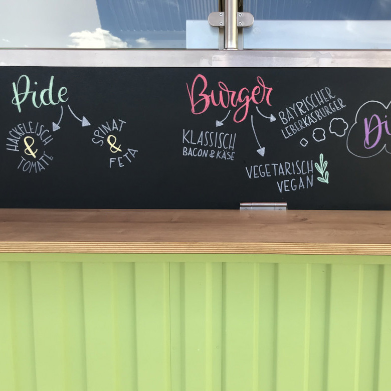 Bauwagen-Handlettering